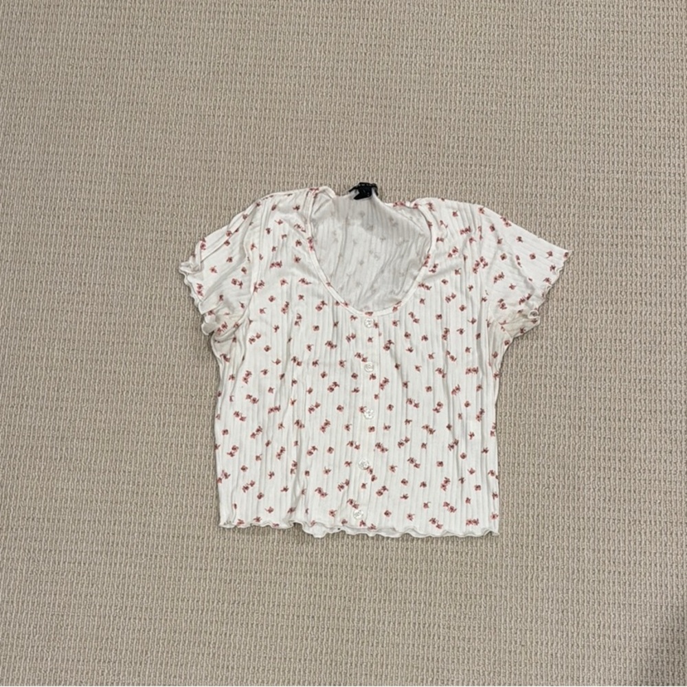 White and Red Floral Women’s Top